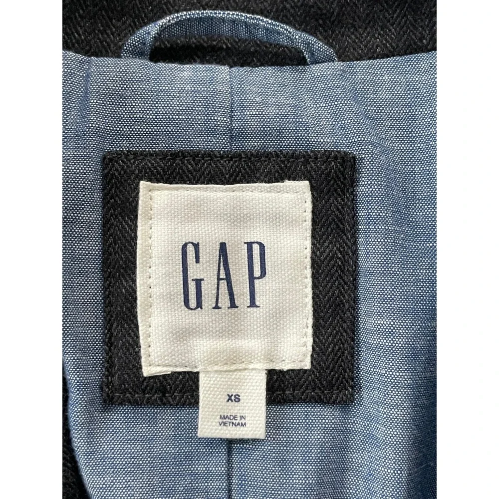 Gap Mens Extra Small‎ Blazer Charcoal Tonal Herringbone Cotton Blend Jacket